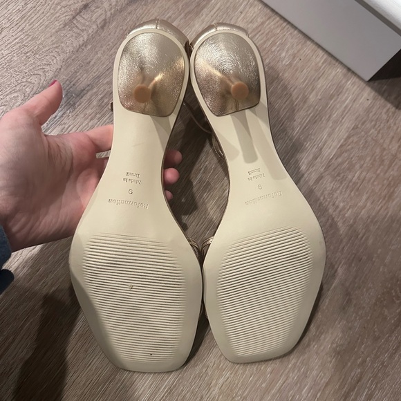 Reformation Gigi Strappy Mid Heel Sandals Gold Size 9 - Picture 6 of 10
